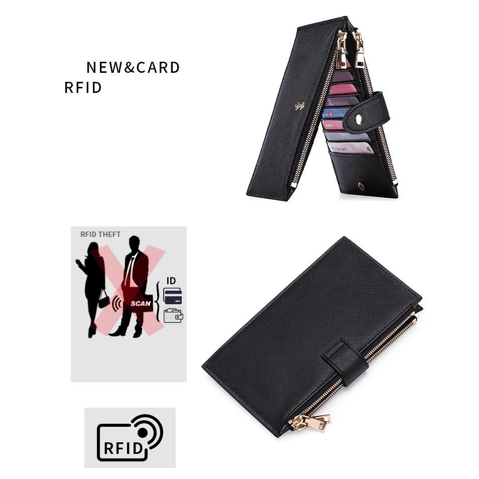 Женский держатель для карт, многофункциональный RFID-защита, двусторонний складной высококачественный карманный кошелек из искусственной кожи с крестообразным узором