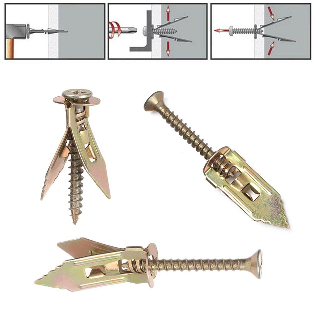 Metal Heavy Duty Wall Expansion Nails with Screws Self Drilling Drywall Anchors Self-Tapping Screw