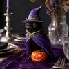 Декоративные изделия из смолы для дома Хэллоуин Черная кошка Колдунья на тыкве Статуэтка Таинственная готическая Настольная тематическая вечеринка Аксессуары Фигурка Жуткая