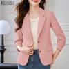 ZANZEA Женский повседневный тонкий кардиган с длинным рукавом и отложным воротником, верхняя одежда