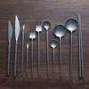 Vintage Western Cutlery Set: Knife, Fork, Spoon, Chopsticks, Dessert Spoon - Distressed Silver Gray, 304 Stainless Steel