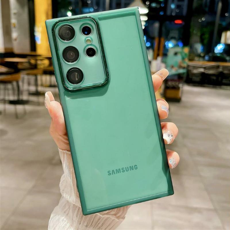 Прозрачный силиконовый чехол для Samsung Galaxy S25 S24 S23 Ultra S22 Plus S21 S20 FE A04S A05 A05S A06 A51 A71 A55 A54 со стеклянной защитной пленкой для объектива