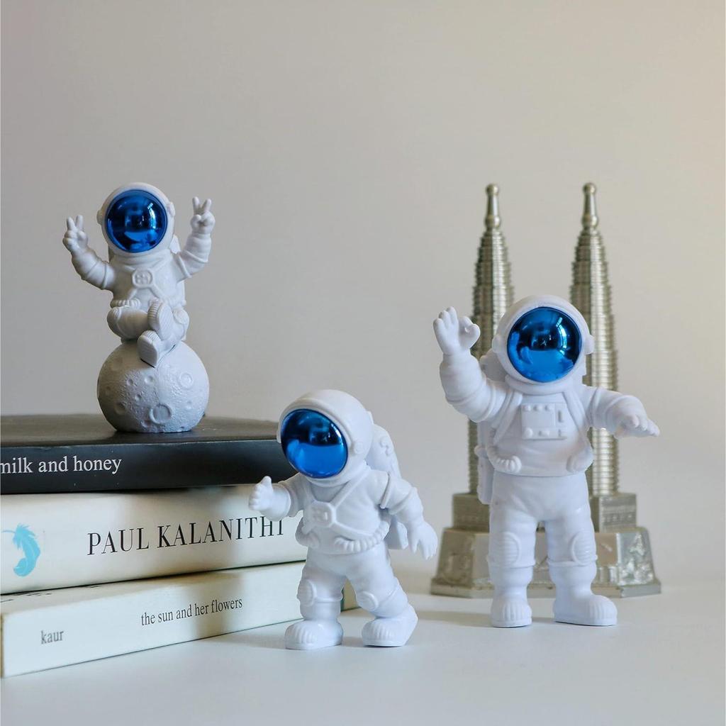Polyvinyl Chloride 3Pcs Astronaut Action Figurine Home Decor Astronaut Statue Study Office Desk Decor Showpiece Gift Accessories