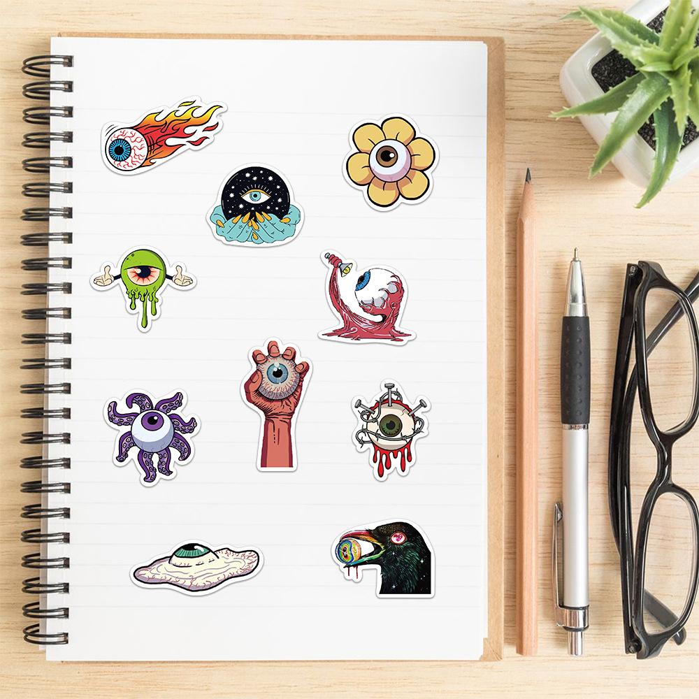52 Ужасные мультяшные наклейки-граффити с глазными яблоками Украсьте чемодан, гитару, сделайте сами, водонепроницаемые наклейки