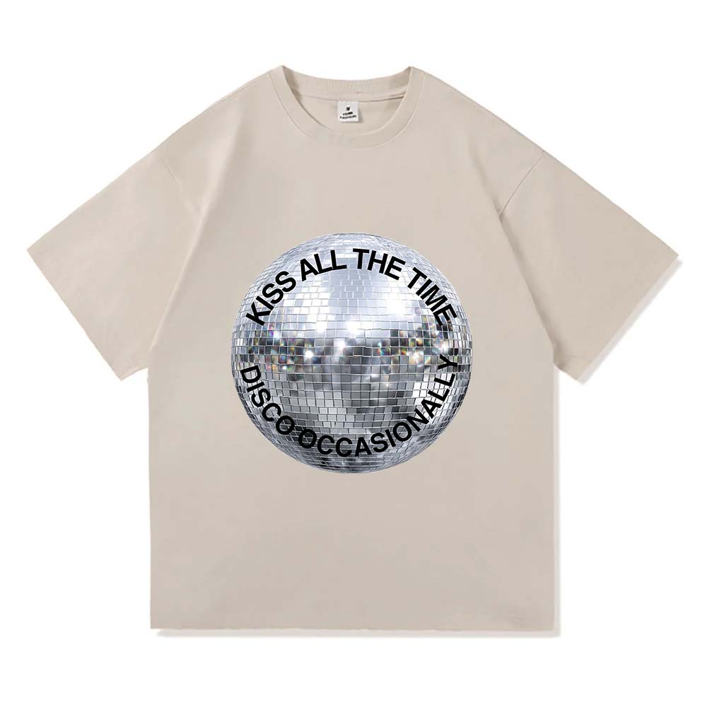 Kiss All The Time. Disco Occasionally Album Graphic Tees 2026 New Singer Design Print T-shirt O-neck Short Sleeve Male Shirt