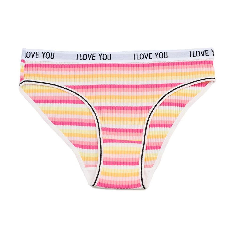 Women's Cotton Underwear Triangle Pants Low Waist Breathable Girls' and Students' Striped Underwear