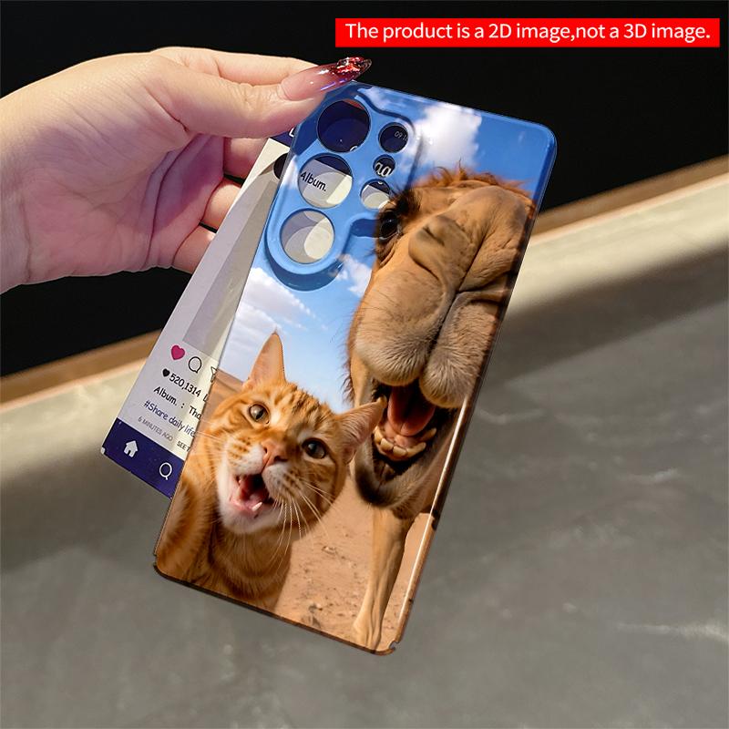 2DFlat Samsung phone case Desert Camels & Cat Selfie Adventure Applicable to Galaxy S22 S23 S24 S25ULTRA S26 A12 A13 A14 A15 A16