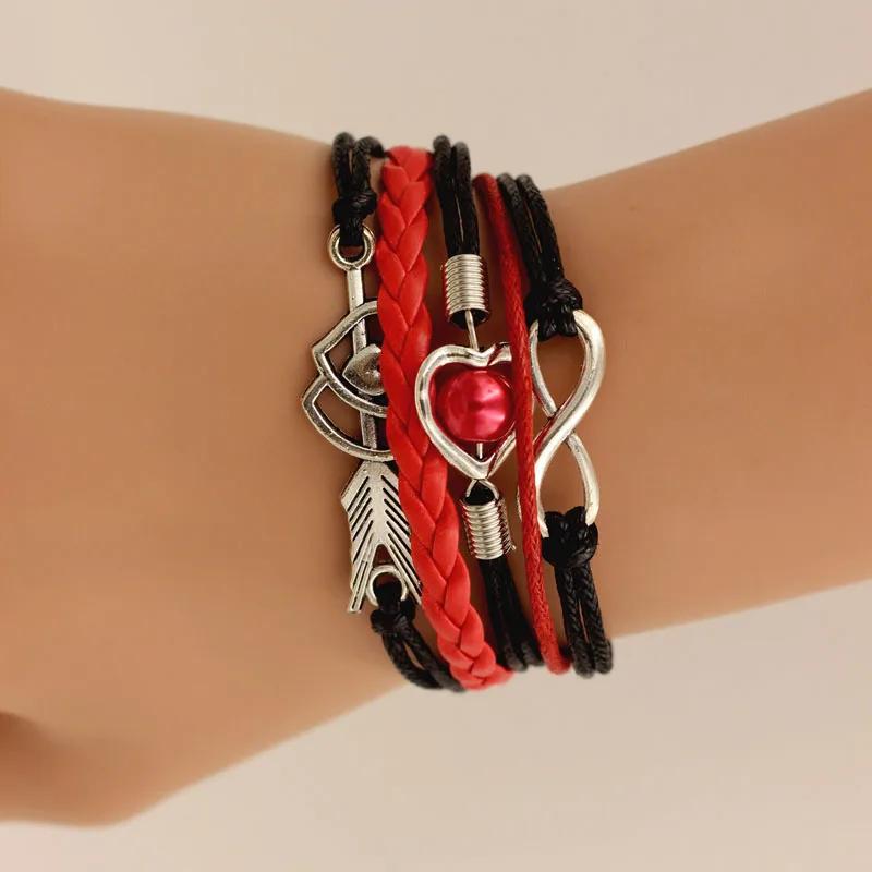SUMENG брендовые кожаные браслеты для женщин Wrap Infinity Love Heart жемчуг дружбы античный браслет-подвеска Pulseira 2024
