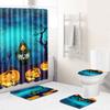 Halloween Shower Curtain Floor Mat Combination Four-Piece Set Bathroom Toilet Carpet Shower Room Mat Foot Mat