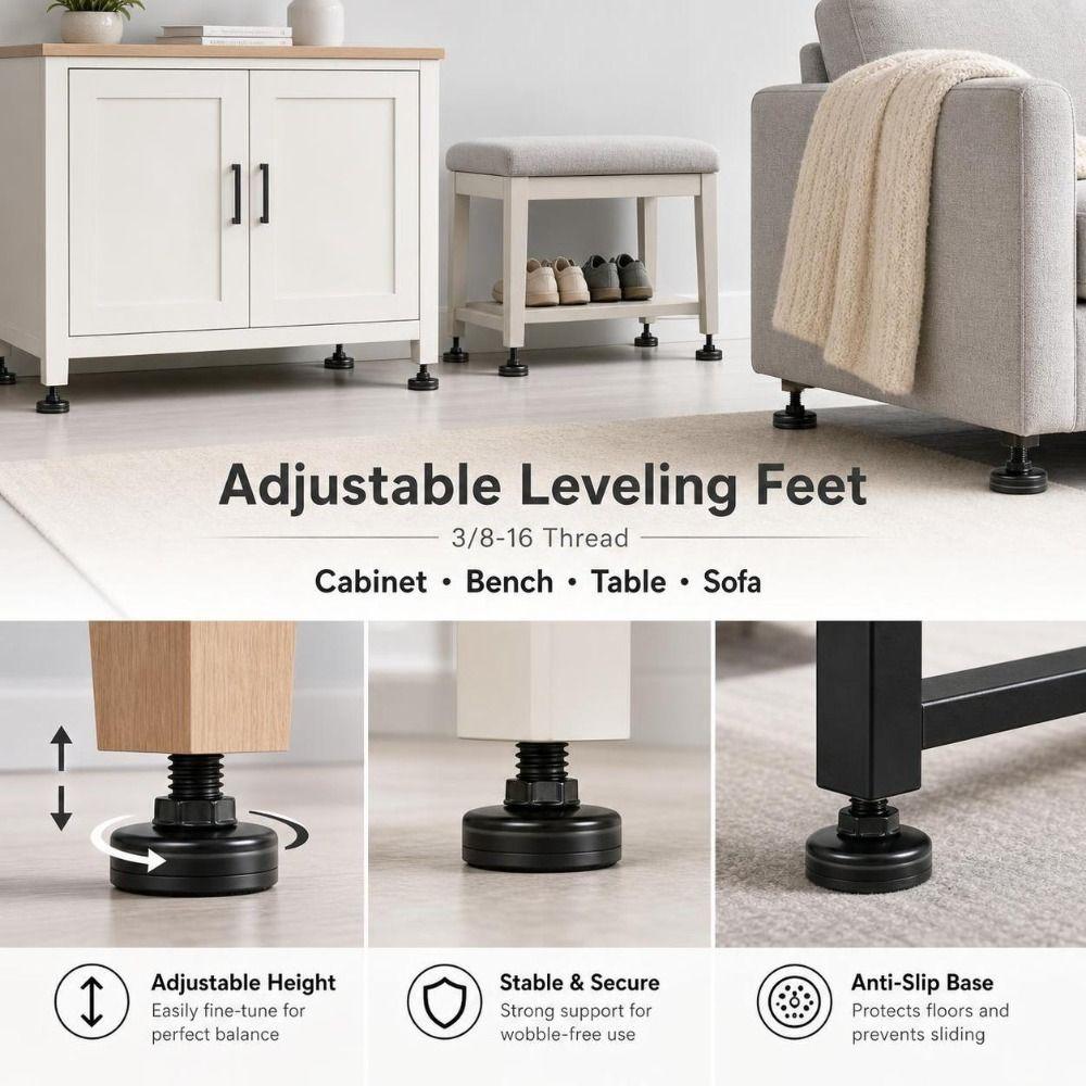 4pcs Rust-Proof Furniture Leveling Legs Adjustable Height Table Levelers  Cabinets