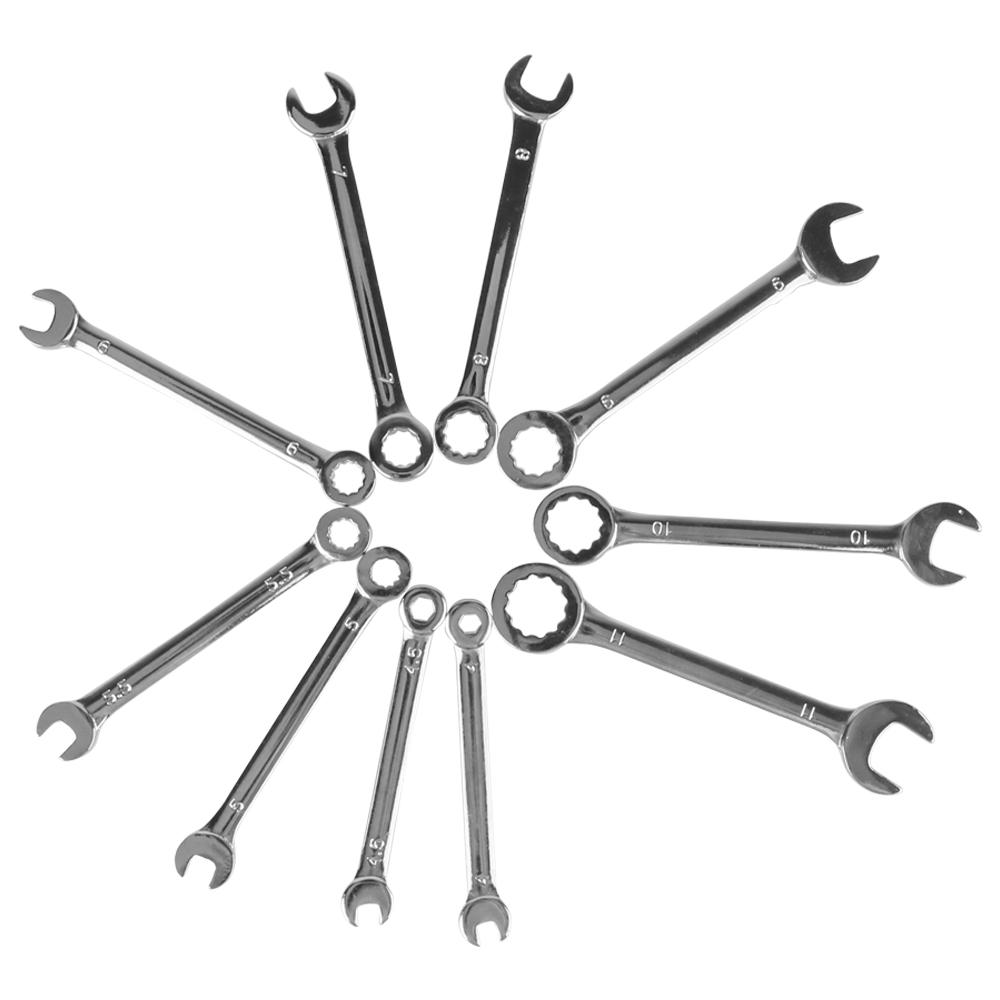 Imperial units/Metric Type Wrenches 10pcs Mini Spanner Wrenches Set Explosion-proof Pocket Key Ring Spanner Hand Tool