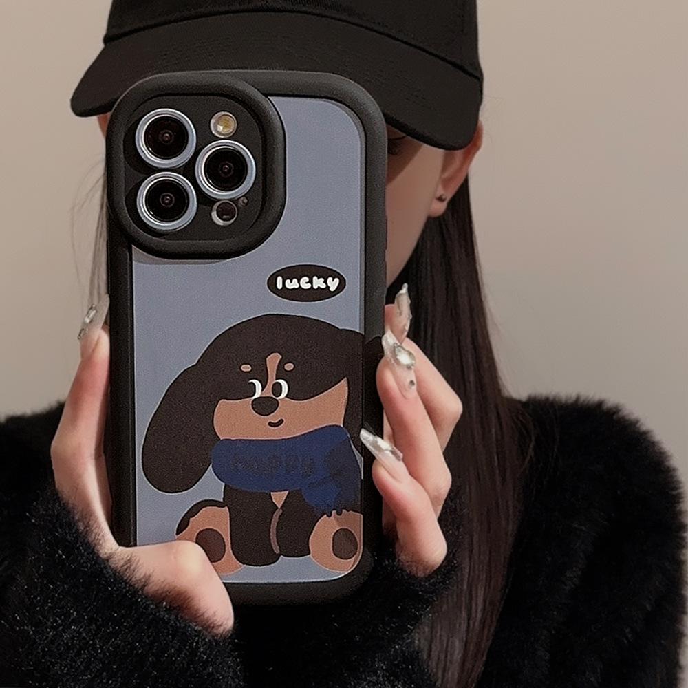 Niche Ins Puppy 16 Mobile Phone Case IPhone 15 Silicone 11 Applicable 14pro Max Cute Fun 12 Full Package