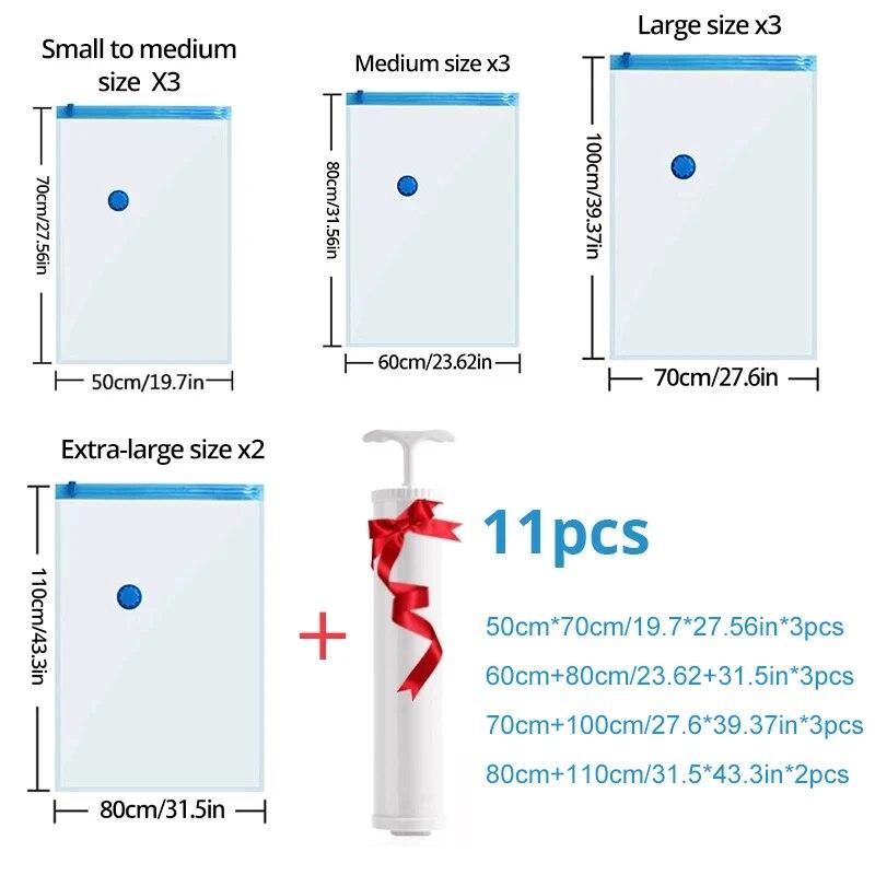 1 комплект вакуумных компрессионных мешков с ручным насосом для сортировки одежды, постельных принадлежностей, экономия места, герметичный мешок, комбинированный органайзер для гардероба