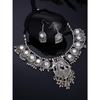 Shining Diva Fashion Latest Stylish Traditional Oxidised Silver Necklace Jewellery Set for Women
