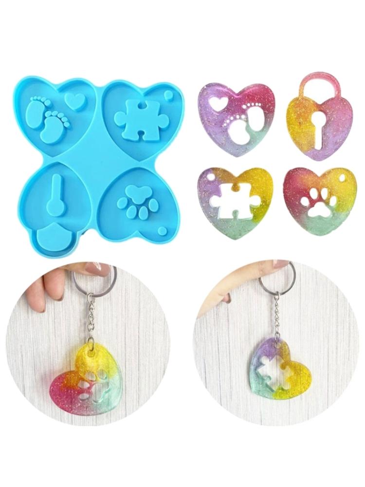 Брелок в форме силиконовой формы в форме сердца, формы для подвесок, универсальная форма для литья ключей, украшения ручной работы