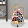 Rolling Laundry Hamper W/ Wheels, Circular Metal Laundry Basket, Foldable Storage Cart for Home Organization, Round Clothes Bin
