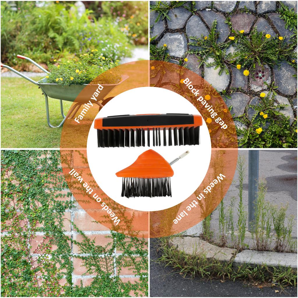 Инструмент для удаления сорняков Щетка для сада Укоренение травы Садоводство Рыхлая почва Регулируемая ручка Проволочная щетка 2 головки щетки