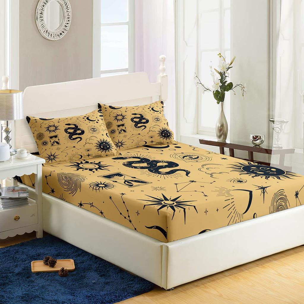 Животный узор лисы Шапка на кровать из трех частей Цифровая печать Постельное белье Шапка на кровать Набор из трех частей Дети и взрослые