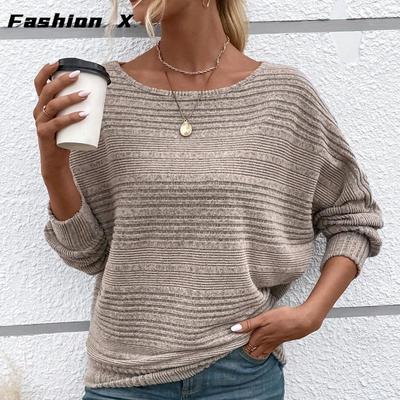 Женский повседневный свитер с рукавами «летучая мышь» свободного кроя и удобные топы