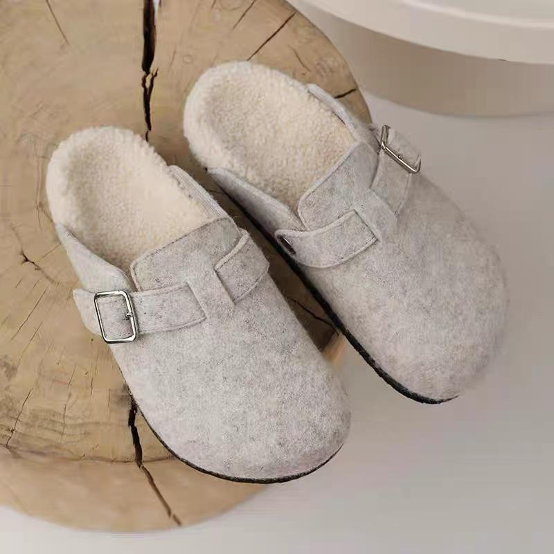 Туфли-мешки и полутапочки на толстой подошве для женщин, которые можно носить осенью 2024 года, новые ленивые туфли из хлопка в стиле ретро Mao Mao Boken с одной педалью