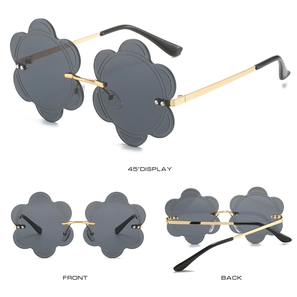 Rimless Flower Sunnies Fashion Sun Glasses Flower Lens Sunglasses Snowflakes Shades Photo Glasses