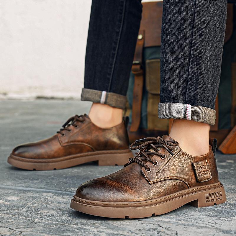 Повседневная мужская кожаная обувь Модный британский дизайн Повседневная офисная обувь для отдыха на природе Модная мужская обувь для прогулок по улице для взрослых