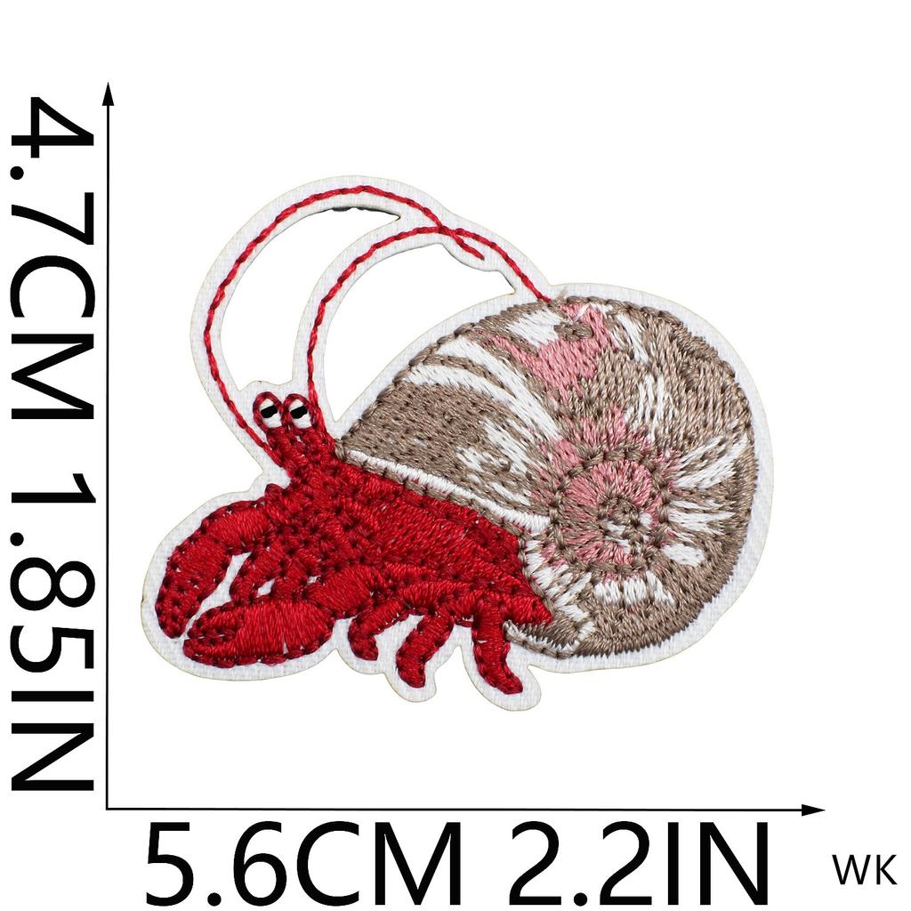 2025 New Patches 10 Pcs Blue Seashell Crab Embroidered Patches Iron On Clothing Hat Bag Shoe Repair Phone Gift Box Decor DIY