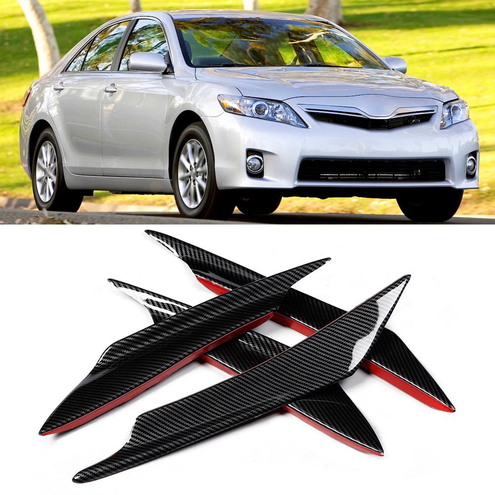4Pcs Set Universal Carbon Fiber Style Car Front Bumper Canards Splitter Fins Deflector