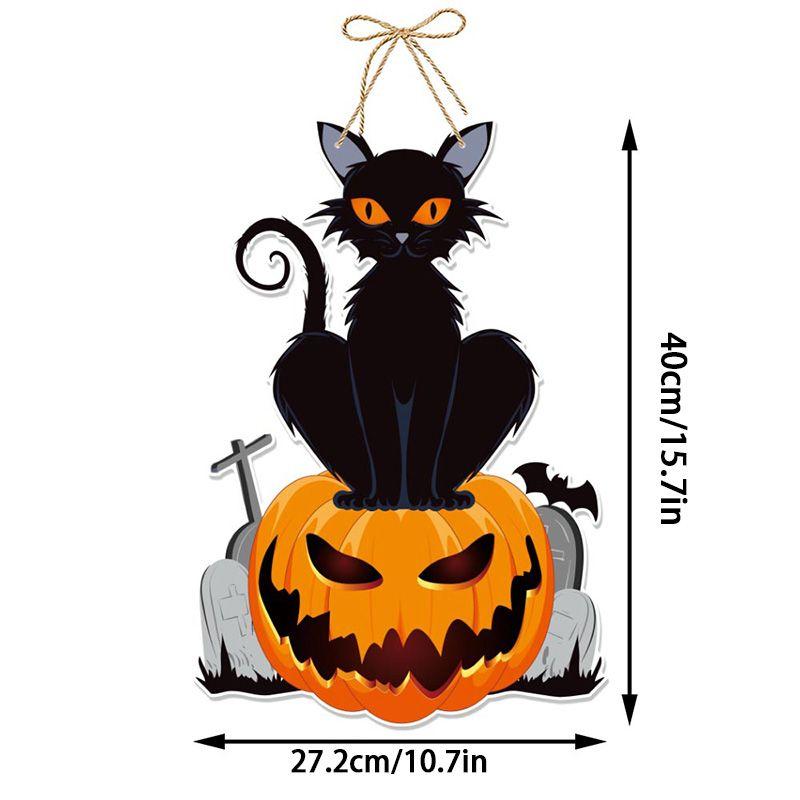 1 шт. подвесной знак на Хэллоуин, декор для вечеринки, подвесные подвески на дверь, приветственный знак, черная кошка, тыква, привидение, летучая мышь, дверная бирка