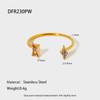 ins light luxury rhombus square two-color zircon open ring 18K gold stainless steel design jewelry women