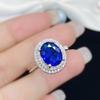 Vintage New Temperament Blue Oval Shape Personalized Opening Rings For Women Zircon Wedding Engagement Party Fine Jewelry Gift