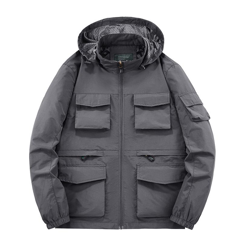 Men's Cotton Windbreaker Spring and Autumn Jacket Bomber Jacket Multi-pocket Men's Tactical Jacket Casual Jacket for Men