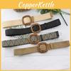 Fashion Leopard Print Buckle Decoration Women Woven Waist Belt For Beach And Casual Looks