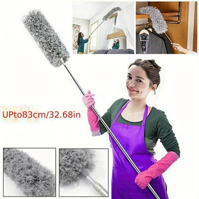 1 шт. 32,68" Раздвижная метелка из микрофибры, многоразовый и моющийся инструмент для удаления пыли для потолочного вентилятора, мебели, автомобиля и уборки дома