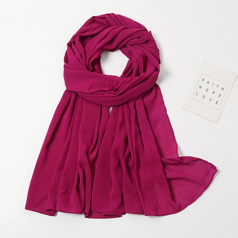 Высококачественные Хиджабы из Креп-Жоржета, Шарф из Мятой Шифон, Женский Мусульманский Платок, Модные Длинные Шали, Повязка на Голову 180*70СМ