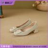 Sheepskin Thick Heel Single Shoes Women's 2025 New High Heels Women's Wear High-end Chengdu Women's Shoes Professional Style Women's Shoes