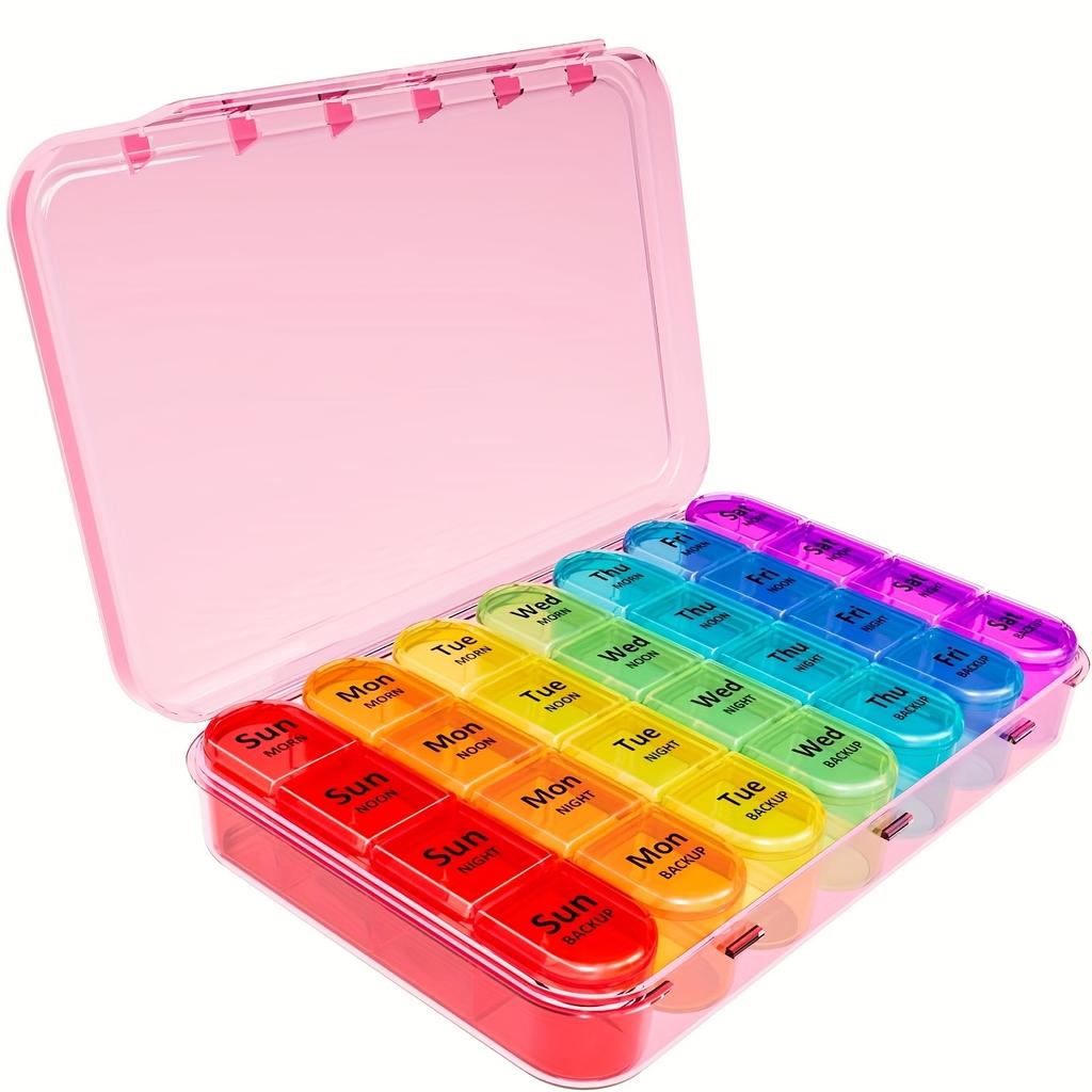 Pill Organizer 4 Times a Day Pill Box 7 Day,Large Weekly Medicine Pill Organizer for Travel with Removable Individual Containers