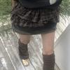 Hip-hop Layer Outfits Plaid Skirt Shirt Extender Ruffled Edge Waistband  Jeans Decor