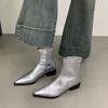 Женские узкие ботильоны с острым носком, модные женские элегантные ботильоны на квадратном низком каблуке с застежкой-молнией сзади, женская обувь