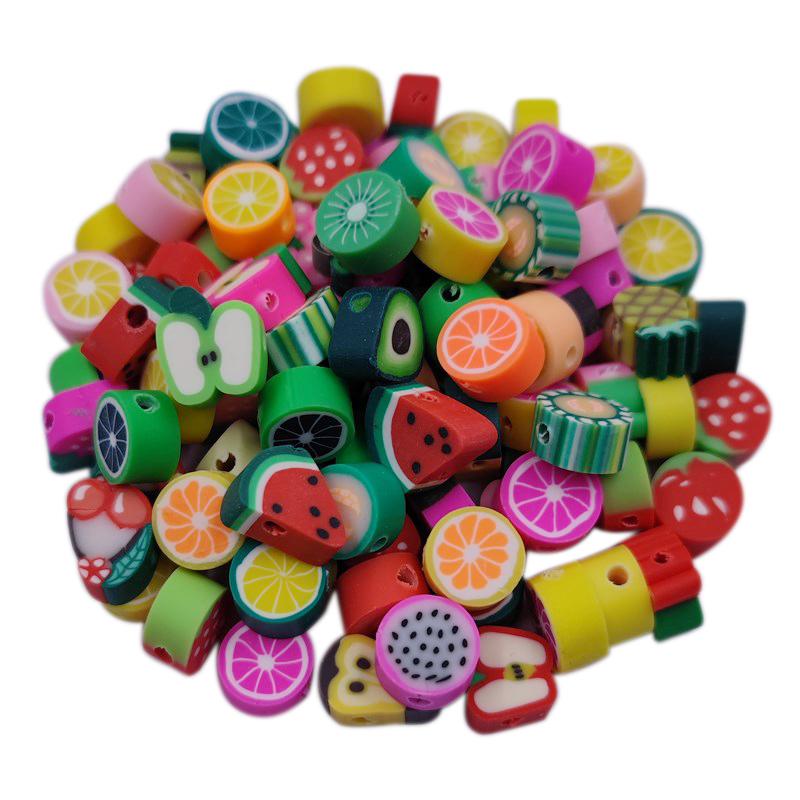 Smiling Cat Paw Pendant Flower Fruit Star DIY Crafts 10Pcs Necklace Bracelet Candy Colors Plasticine Beads For Jewelry Making 8-11mm Wholesale  Beads