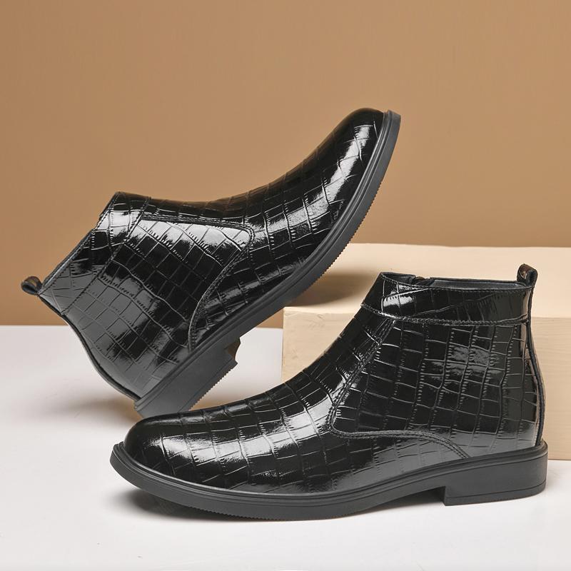 Классические мужские ботинки из натуральной кожи, повседневная деловая обувь в британском стиле, высококачественные ботильоны, теплые плюшевые меховые мужские зимние ботинки