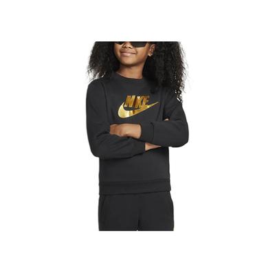 Nike Детская толстовка с круглым вырезом и длинными рукавами с принтом логотипа и буквами, черная HQ0975-010