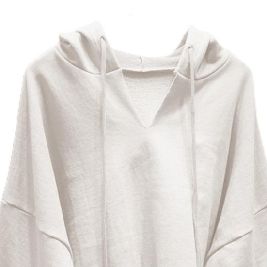 Однотонное худи с кулиской, осеннее, с рукавами «летучая мышь», с V-образным вырезом, женский свитшот, уличная одежда