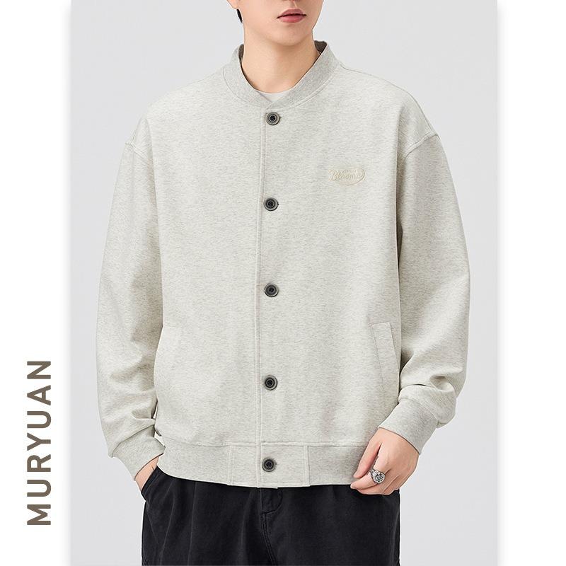 Men S Stand Collar Loose Fit Casual Jacket Long Sleeve