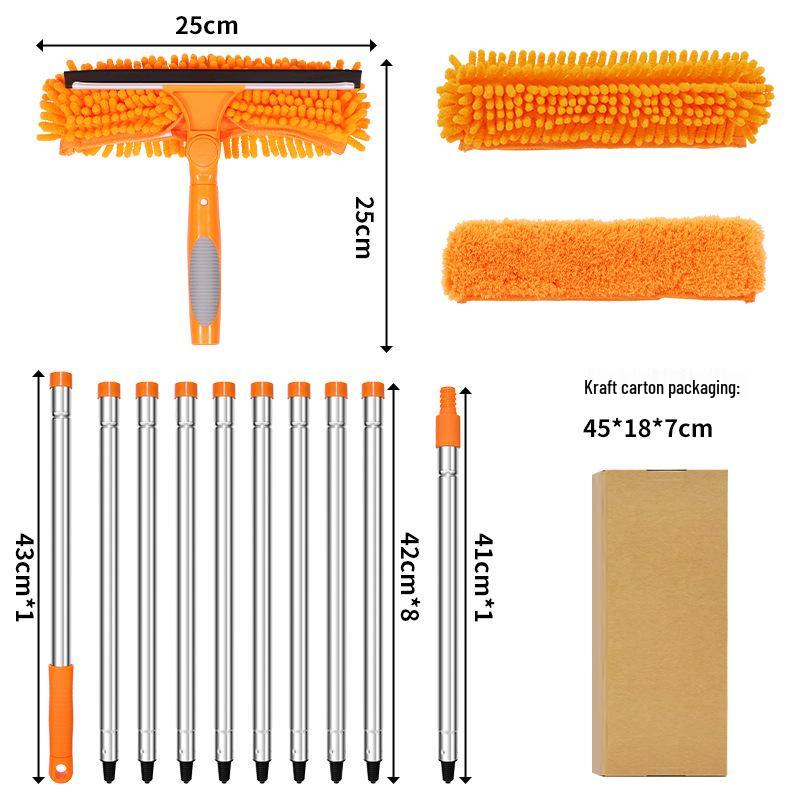 Двусторонний стеклоочиститель с высоким подъемом: Артефакт 2-в-1: шест для сращивания и скребок для окон