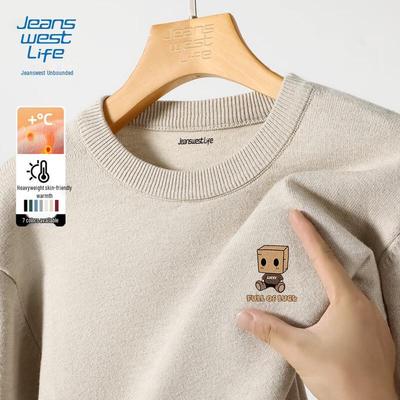 JEANSWEST LIFE Мужской теплый свитер с круглым вырезом и принтом куклы JZS