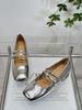 Xiaoxiangfeng Light Mouth Double Buckle with Mary Jane Shoes Women's 2025 Autumn New Fashion Silver with Skirt Thick Heel Single Shoes