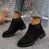 Fashion Women's Ankle Boots Suede Leather Women Round Head Thick Low Heeled Woman Shoes Casual Autumn Slip On Gladiator Bottes Femmes