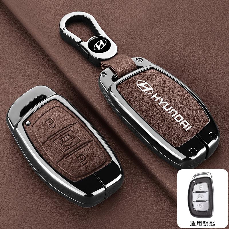 3 Buttons Zinc Alloy Leather Car Key Case For Hyundai Tucson Sonata Santa Fe Elantra Accent Solaris Verna ix25 ix35 i20 i30 i40 NN3