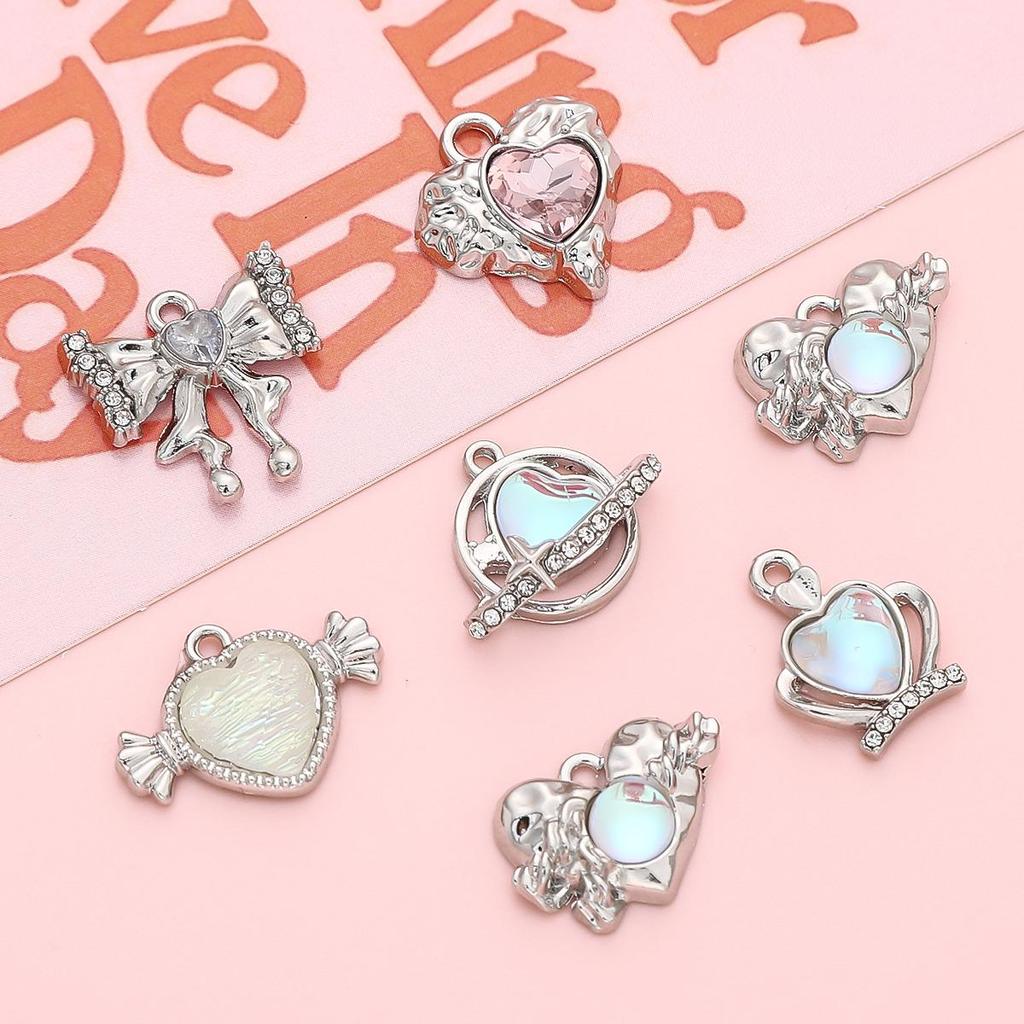 Золотой/серебряный цвет сплава Алмазное сердце роза бабочка кулон для изготовления ювелирных изделий DIY ожерелье браслет серьги